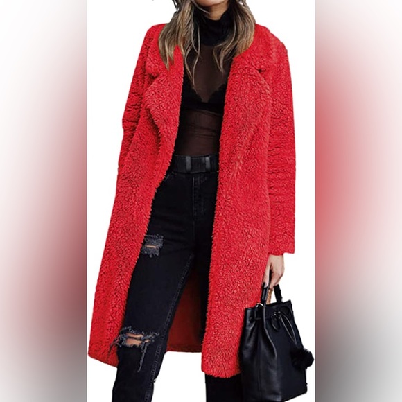 Jackets & Blazers - New Women's Fuzzy Fleece Open Front Long Cardigan Teddy Coat